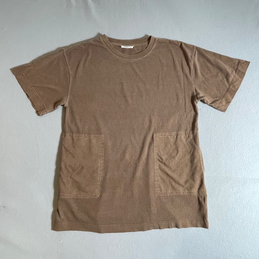 Double Zero Brown Faded Wash Short Sleeve Pocket T-Shirt Spicy Small